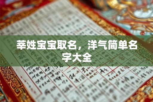 莘姓宝宝取名，洋气简单名字大全