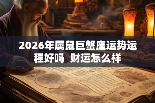 2026年属鼠巨蟹座运势运程好吗  财运怎么样