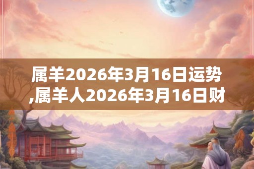 属羊2026年3月16日运势,属羊人2026年3月16日财运,生肖羊2026年3月16日运势