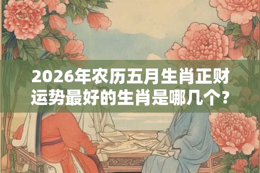 2026年农历五月生肖正财运势最好的生肖是哪几个？