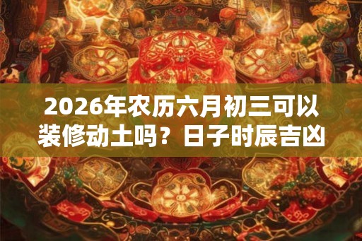 2026年农历六月初三可以装修动土吗？日子时辰吉凶如何？