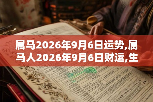 属马2026年9月6日运势,属马人2026年9月6日财运,生肖马2026年9月6日运势