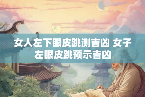 女人左下眼皮跳测吉凶 女子左眼皮跳预示吉凶