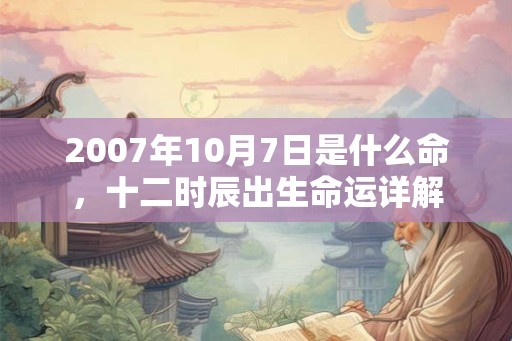2007年10月7日是什么命,十二时辰出生命运详解 2007年10月7日是什么命,十二时辰出生命运详解