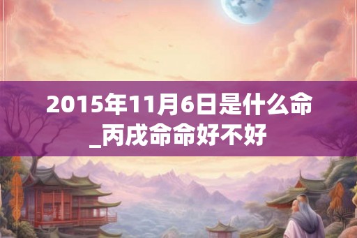 2015年11月6日是什么命_丙戌命命好不好