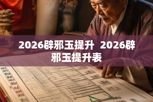 2026辟邪玉提升  2026辟邪玉提升表