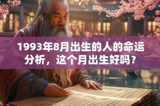 1993年8月出生的人的命运分析，这个月出生好吗？