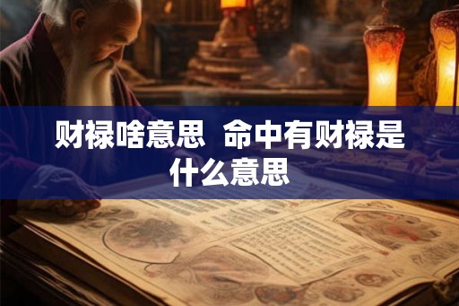 财禄啥意思  命中有财禄是什么意思