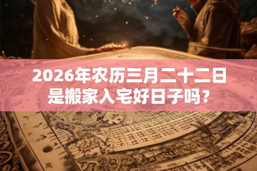 2026年农历三月二十二日是搬家入宅好日子吗？