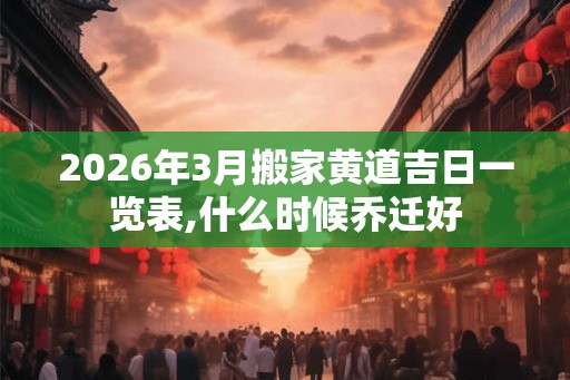 2026年3月搬家黄道吉日一览表,什么时候乔迁好