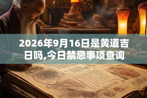 2026年9月16日是黄道吉日吗,今日禁忌事项查询