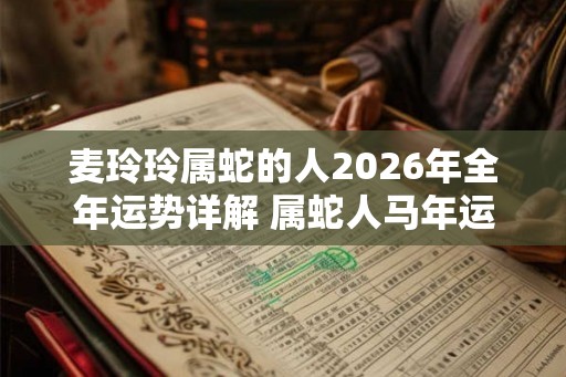 麦玲玲属蛇的人2026年全年运势详解 属蛇人马年运程及每月运势