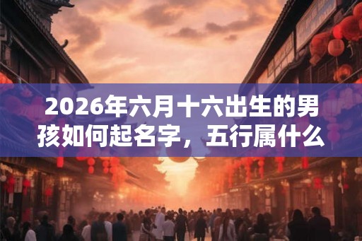 2026年六月十六出生的男孩如何起名字，五行属什么