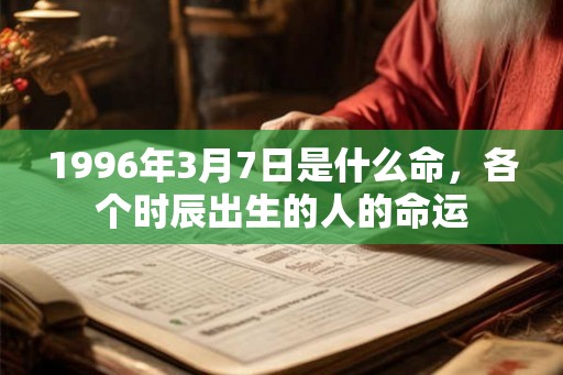 1996年3月7日是什么命，各个时辰出生的人的命运