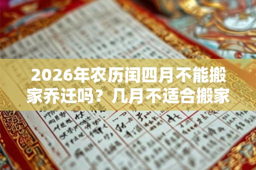 2026年农历闰四月不能搬家乔迁吗？几月不适合搬家？