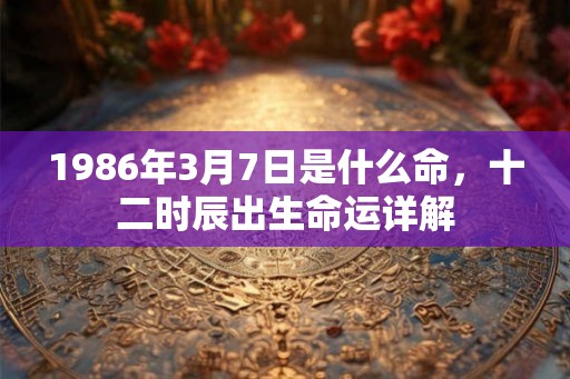 1986年3月7日是什么命,十二时辰出生命运详解 1986年3月7日是什么命,十二时辰出生命运详解