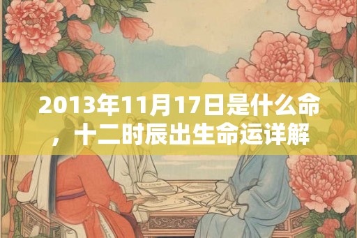 2013年11月17日是什么命，十二时辰出生命运详解