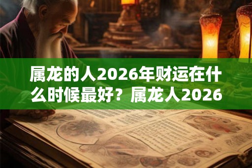 属龙的人2026年财运在什么时候最好？属龙人2026年禁忌色