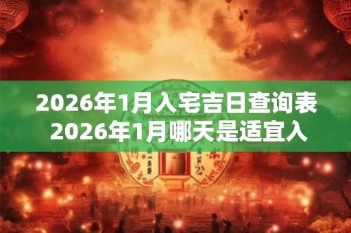 2026年1月入宅吉日查询表 2026年1月哪天是适宜入宅的吉日