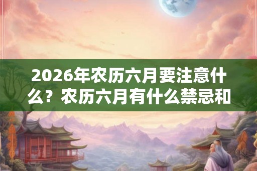 2026年农历六月要注意什么？农历六月有什么禁忌和忌讳？