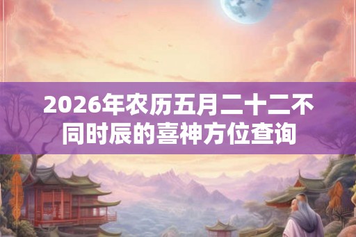2026年农历五月二十二不同时辰的喜神方位查询