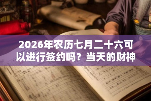 2026年农历七月二十六可以进行签约吗？当天的财神方位向哪？