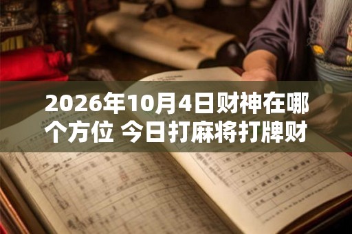 2026年10月4日财神在哪个方位 今日打麻将打牌财运方位