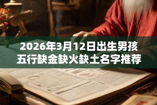 2026年3月12日出生男孩五行缺金缺火缺土名字推荐