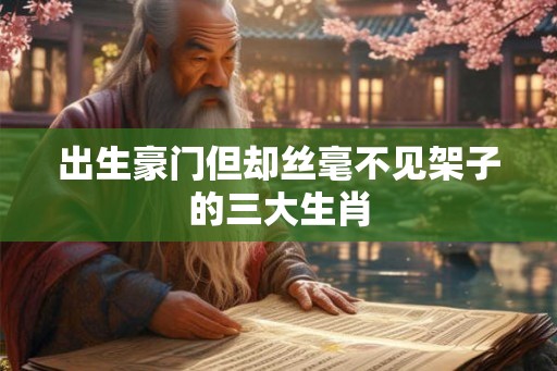 出生豪门但却丝毫不见架子的三大生肖