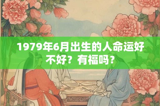 1979年6月出生的人命运好不好？有福吗？