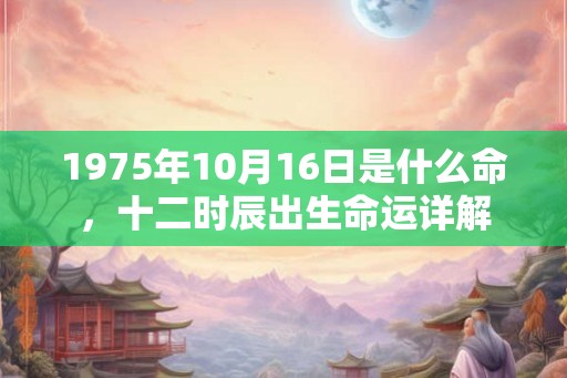 1975年10月16日是什么命，十二时辰出生命运详解