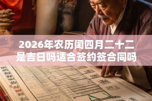 2026年农历闰四月二十二是吉日吗适合签约签合同吗? 2026年农历闰四月二十二是吉日吗适合签约签合同吗?