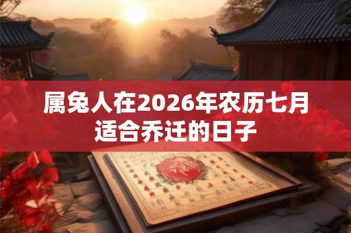 属兔人在2026年农历七月适合乔迁的日子