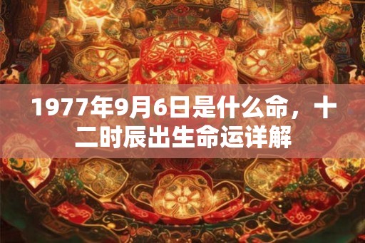 1977年9月6日是什么命，十二时辰出生命运详解
