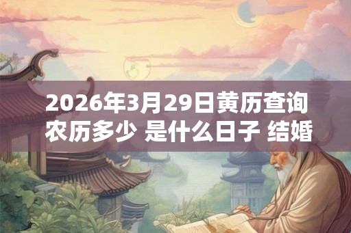 2026年3月29日黄历查询 农历多少 是什么日子 结婚吉时