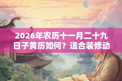 2026年农历十一月二十九日子黄历如何？适合装修动土吗？