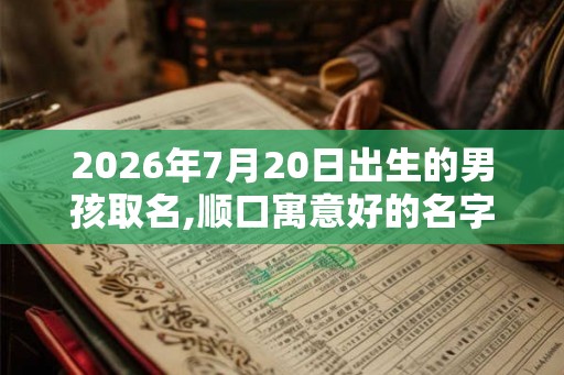 2026年7月20日出生的男孩取名,顺口寓意好的名字