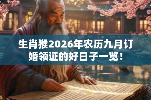 生肖猴2026年农历九月订婚领证的好日子一览！