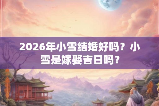 2026年小雪结婚好吗？小雪是嫁娶吉日吗？