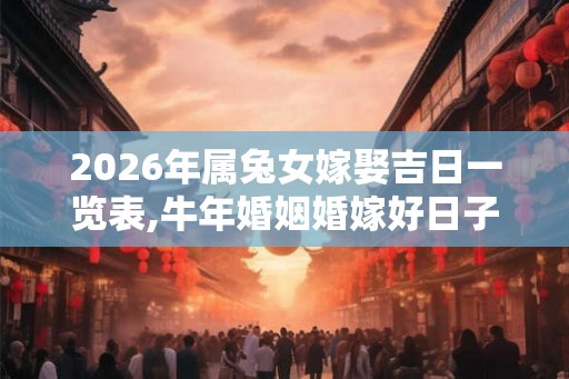 2026年属兔女嫁娶吉日一览表,牛年婚姻婚嫁好日子