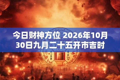今日财神方位 2026年10月30日九月二十五开市吉时