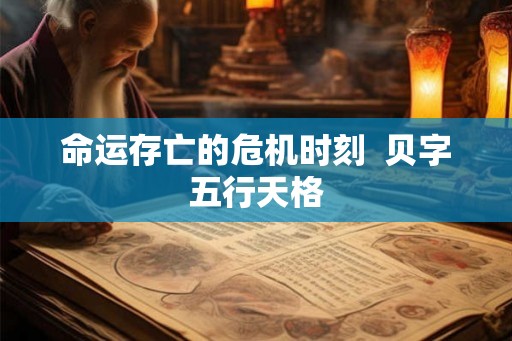 命运存亡的危机时刻 贝字五行天格 命运存亡的危机时刻 贝字五行天格