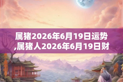 属猪2026年6月19日运势,属猪人2026年6月19日财运,生肖猪2026年6月19日运势