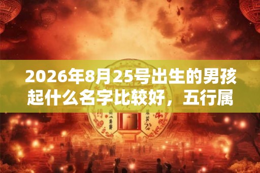2026年8月25号出生的男孩起什么名字比较好，五行属什么