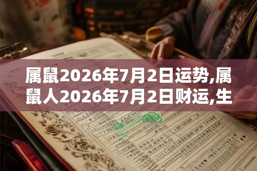 属鼠2026年7月2日运势,属鼠人2026年7月2日财运,生肖鼠2026年7月2日运势
