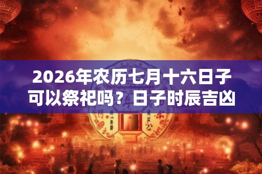2026年农历七月十六日子可以祭祀吗？日子时辰吉凶如何？