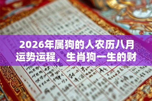 2026年属狗的人农历八月运势运程，生肖狗一生的财运贵人