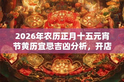 2026年农历正月十五元宵节黄历宜忌吉凶分析,开店开业好吗? 2026年农历正月十五元宵节黄历宜忌吉凶分析,开店开业好吗?