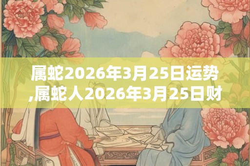属蛇2026年3月25日运势,属蛇人2026年3月25日财运,生肖蛇2026年3月25日运势