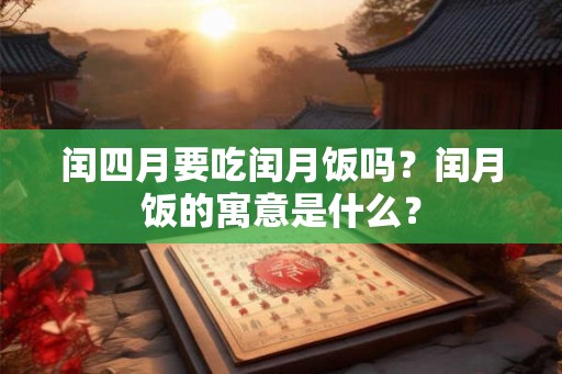 闰四月要吃闰月饭吗?闰月饭的寓意是什么? 闰四月要吃闰月饭吗?闰月饭的寓意是什么?